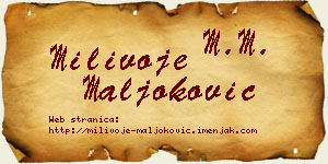 Milivoje Maljoković vizit kartica